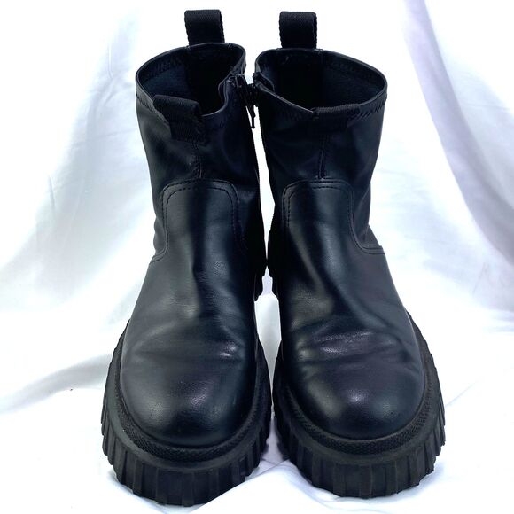 Zara Women's Size EU 35 US 4.5 Faux Leather Zip Platform Midi Booties Black 1554 - Picture 2 of 12
